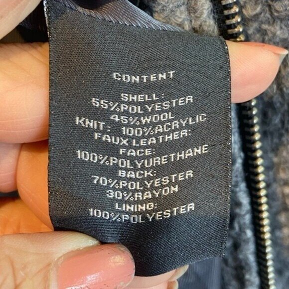 Vince Camuto Wool Blend Women's Jacket Size S Faux Leather Sleeve Mock Neck Gray - Picture 12 of 13